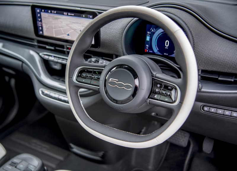 Interior view of Fiat 500e