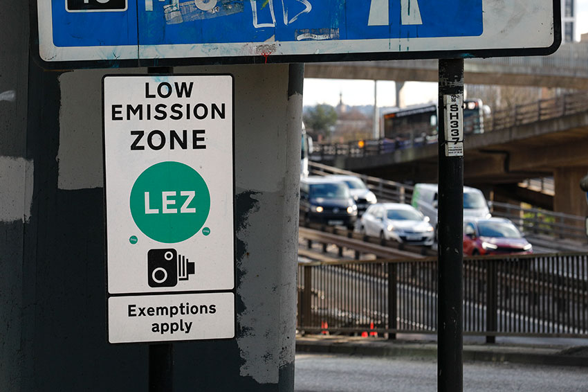 Closeup of the lEZ sign