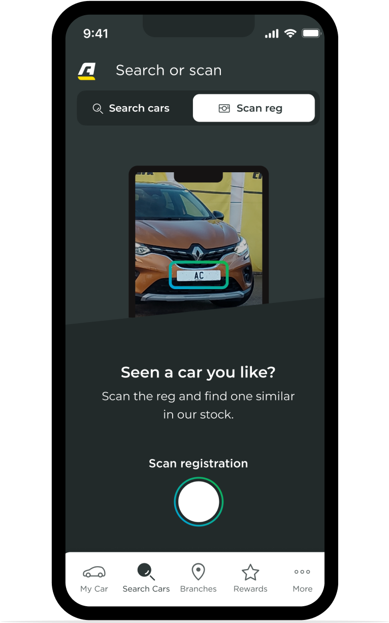 Phone scanning car registration