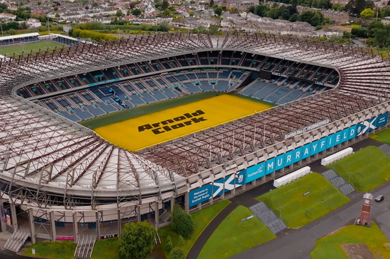 Murrayfield has been 'painted' yellow 
